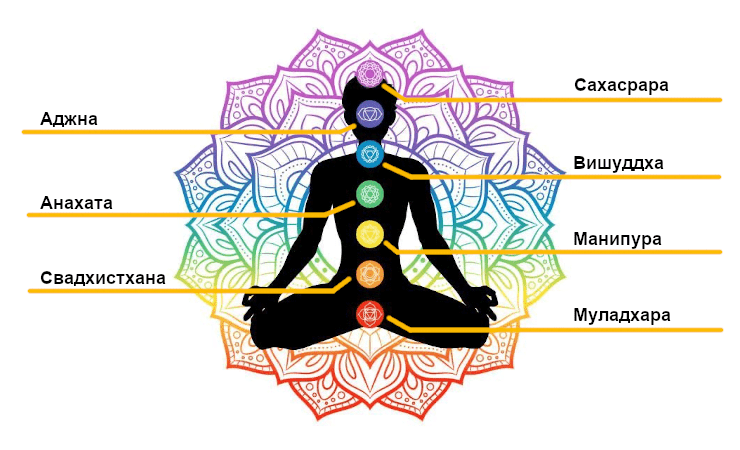 Расположение чакр